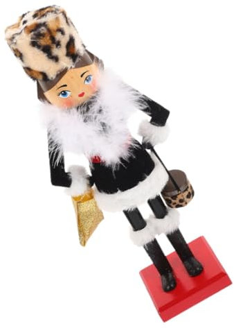 GANAZONO Schiaccianoci Ornamentale in Legno Dipinto Mano Decorazione Per Feste Di Natale Statuina Femminile Da Tavolo o Scaffale Simbolo Festivo Per Esposizione Natalizia
