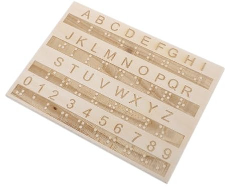 KOMBIUDA Tavola Braille Per Principianti Strumento Di Apprendimento in Legno Tavola Per Scrivere Lettere Braille Per Ragazzo Ragazza Aiuto Educativo Montessori Tattile