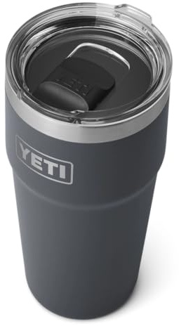 YETI Rambler Thermobecher 20 oz (591 ml) Charcoal – Kaffeebecher To Go, Thermotasse mit abnehmbarem MagSlider–Deckel, Isolierbecher aus Edelstahl