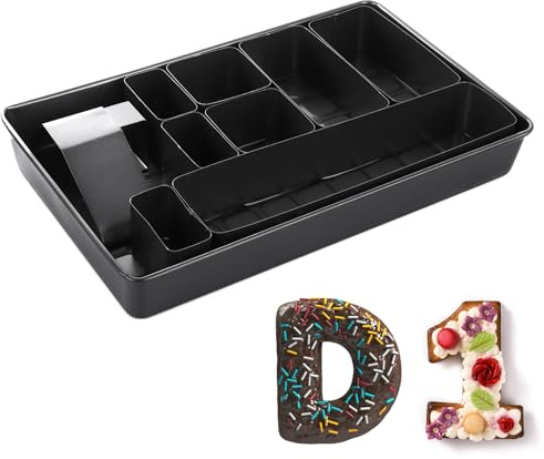 SENENQU Black Letters & Numbers Cake Tin, Carbon Steel Cake Baking Mould, Digital Number Alphabet Cake Pan for Wedding Birthday Christmas DIY - 37 x 23 x 5cm