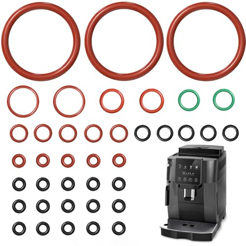 Ancable Juego de 39 juntas tóricas, juego de mantenimiento, anillo de sellado compatible con cafeteras automáticas DeLonghi ESAM/ECAM/ETAM, para unidad de preparación termobloque, accesorios para