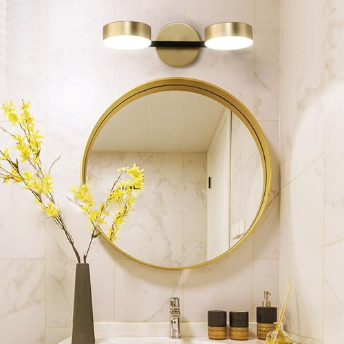 Chao Zan Aplique pared interior led, apliques foco 2 luces, 8W lámpara led para espejo de baño, giratoria 360° lampara de pared moderna dormitorio (8W)