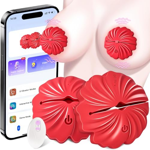 Vibrateur pour mamelons Jouets sexuels pour femmes APP Jouets adultes télécommandés Pinces à mamelons 1 paire Vibrateur pour mamelons avec 9 modes de vibration Jouet pour mamelons pour femmes Couples