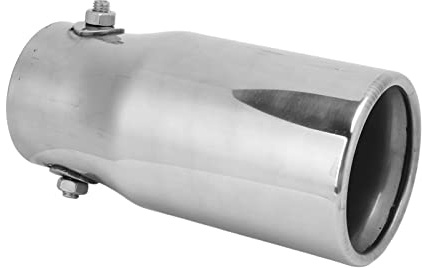 MasYosh Embout D'échappement, Tuyau D'échappement de Silencieux en Acier Inoxydable, Entrée 62 Mm, Sortie 76 Mm, avec Finition Argentée pour Camion de Voiture Universel
