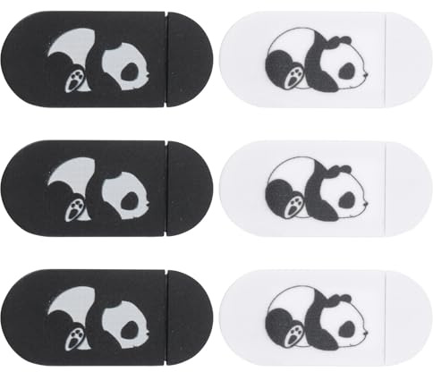 MOLUCKFU Protectores de Privacidad Diseño Panda para Cámara en Abs Ultradelgados Cubiertas Deslizantes Negras para Tablets y Computadoras Portátiles