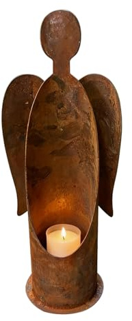 EngelKerzenständer, Metall-Teelichte im Alten Stil, Kerze-nhalter Engelsfigur mit Flügeln, WeihnachtsEngel Kerzen-Halter, Kunstskulptur aus Eisen für Heimdekoration Weihnachten Zuhause