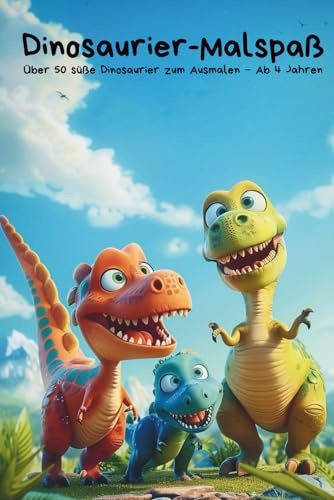 Dinosaurier-Malbuch für Kinder ab 4 Jahren: Über 50 süße Dinosaurier zum Ausmalen – Großer Malspaß für Jungen & Mädchen