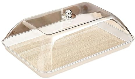MagiDeal Présentoir à Gâteaux avec Couvercle, Cloche à Gâteau, Presentoir a Gateau avec Base en Bois, Plat de Service pour Pains et Gâteaux, pour Gâteaux d'anniversaire, Dessert, Fromage, Bonbons, S