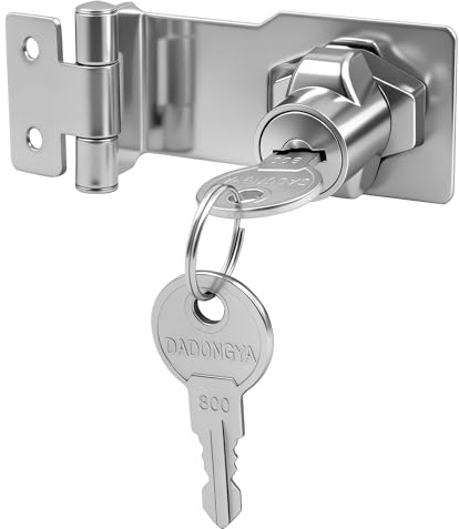 Mritrit 7,6 cm (3 tum) nyckellås med 2 nycklar, skjul hänglås 90° vinkel utan borrning, zinklegering säkerhetsdörrlås vridknapp för sovrum, skåp, låda, grind, garage (kraftig, silver)