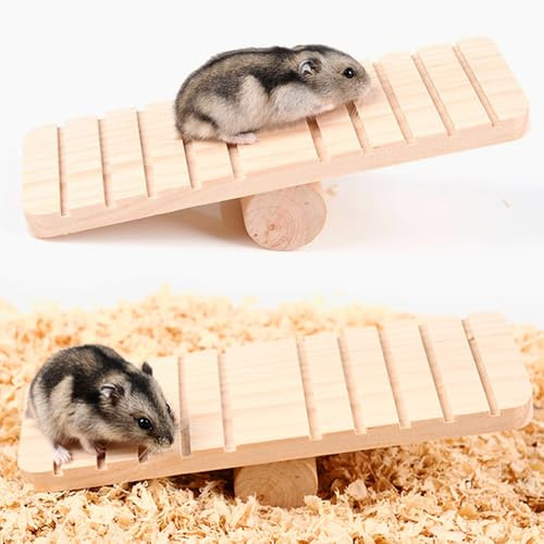 yeeplo Natürliche Holz-Wippe für Hamster & Kleintiere - Balance-Spielzeug mit Kauffunktion für Käfige, ideal für Hamster, Mäuse, Chinchillas und Ratten