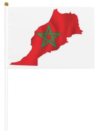 Bandiera del Marocco con mappa stampata, bandiera portatile facile da assemblare con maniglie di supporto leggere