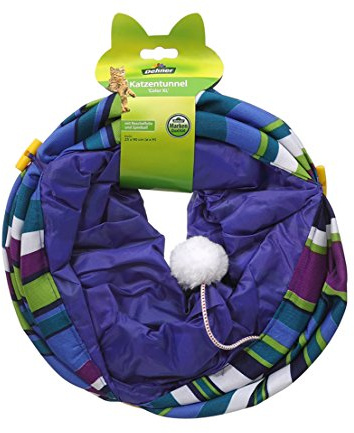 Dehner Tunnel per Gatti Color XL, Ø 25 cm, Lunghezza 90 cm, Poliestere, Blu