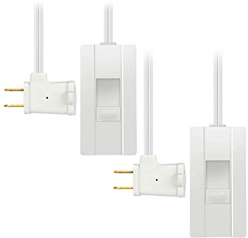 TOPGREENER Table-Top Plug in Dimmer for Table or Floor Lamps, Slide Control, Works with 360 Watt Incandescent and 150 Watt Dimmable CFL/LED, Off at Lowest dim, 6ft Cord, TGTTDL300-W, White, 2 Pack