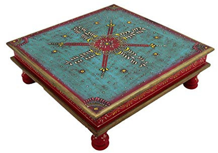 Gall&Zick Handgefertigter Beistelltisch aus Magoholz/MDF Holz – Buntes Mandala-Design, 40 × 40 × 14 cm – Perfekt als Couchtisch, Blumentisch oder Teetisch
