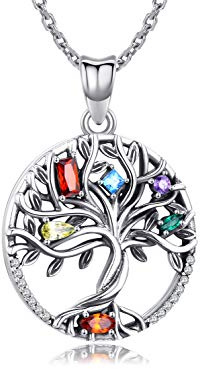 Odinstone Collana con ciondolo a forma di albero della vita in argento Sterling 925, gioiello personalizzato in argento per donne, regalo speciale per mamma/fidanzata/moglie (Q-albero della vita)