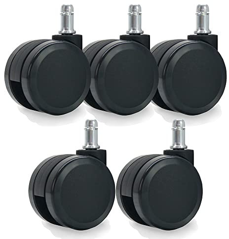 Waytex 78188 Ruote Grandi Diametro 60 mm per Sedia da Ufficio Universale - Colore Nero - Confezione da 5
