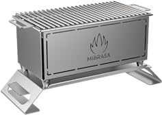 Mibrasa Hibachi MH 300 - Barbecue da Tavolo Portatile in Acciaio Inossidabile 304, Compatibile con Carbone di Legna e Pietra Lavica