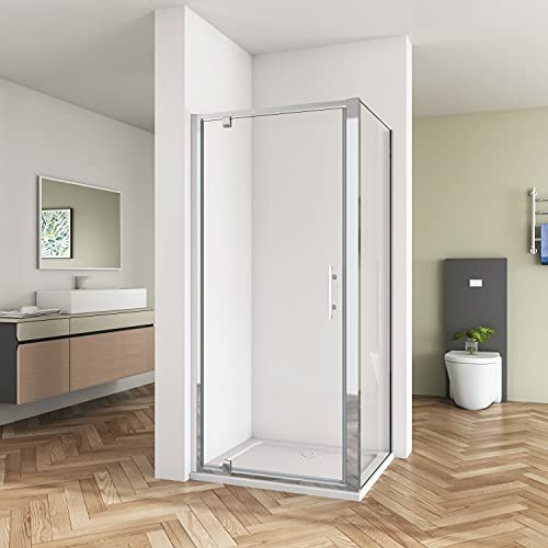 Huiyang 900mm New Pivot Hinge Shower Door Enclosure Walk in 700mm Side Panel and 900x700mm Tray Glass Screen Cubicle