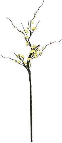 RESOYE Paquete de 2 ramas de flores artificiales de 50 pulgadas, flores de ciruelo de seda amarilla, tallo largo, flores de primavera, para bodas, fiestas, decoración del hogar