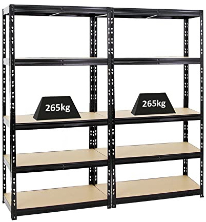 PROREGAL Mega Deal 2X Schwerlastregal Tiger Schwarz 180x90x45cm mit Fachlast 265kg Garagenregal Kellerregal Werkstattregal Lagerregal Steckregal…