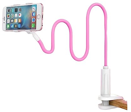 Orco Cell Phone Holder for Bed Desk Flexible Holder Gooseneck 360 Long Arm Clamp Bracket Mount Stand for iPhone 12 Mini, 12 Pro Max, 11 Pro, Xs XR X 8 7 6 Plus, Samsung S10 S9 S8, 4.7-7.2 (Pink)