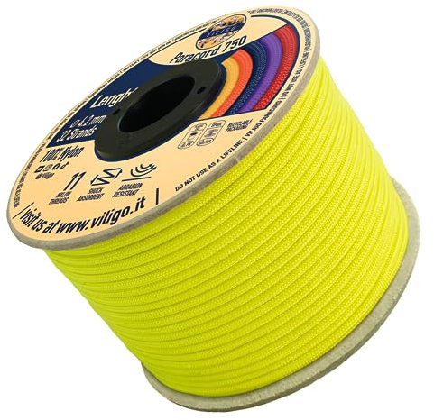 VILIGO Paracord 750 - Corda in Nylon con 11 Fili Interni - Corda da Campeggio, per l'Escursionismo e Le attività all'Aperto, Corda Multiuso, Alto Carico di Rottura (30 m, Electro)