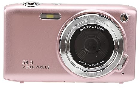 Digitalkamera, 58 MP 4K HD 2,88 Tums Skärm Kompaktkamera, 16X Zoom Autofokus Tidsinställd Fotografering Vloggningskamera, 800mAh Batteri, för Studenter, Nybörjare (Rosa)