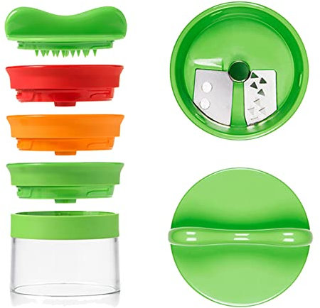 Topyond Spiraliseur De Légumes, 3 Lames (râpé Fin, Râpé Grossièrement, Tranches Fines) Manuel, Lames en Acier Inoxydable, Couvercle De Sécurité, pour Légumes Et Fruits, Coupe Précise Et Sûre