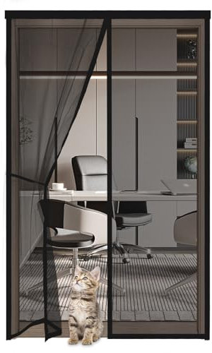 Fliegengitter Tür Magnet 140x180cm,Mückenschutz Türvorhang Moskitonetz Tür,Insektenschutz Tür Vorhang,Ohne Bohren,Insektenschutz Tür Ist Ideal für Balkontür Wohnzimmer Terrassentür,Schwarz