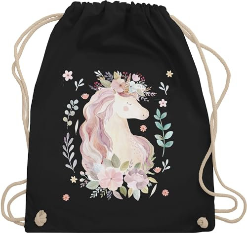 Turnbeutel Rucksack - Einhörner - Taschen - Einhorn Geschenk - Unisize - Schwarz - kinder einhörnern tasche kordelzug unicorns unicorn motiv mit