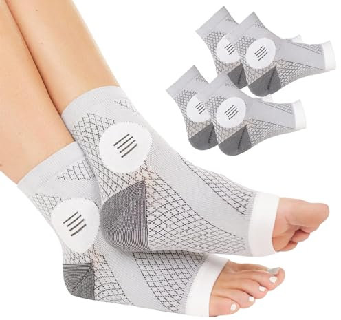 Neuropathie Socken 2 Paar Sprunggelenkbandage Atmungsaktive Kompressionssocken Atmungsaktive Knöchelbandage für Füße Schmerzlinderung Sport Knöchelbandage für Männer und Frauen (L)