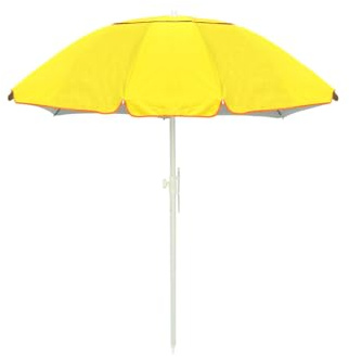 BIANCHERIAWEB Sombrilla de playa portátil con poste reclinable de color liso, modelo Caprera, amarillo, Diametro 180