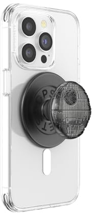 PopSockets Phone Grip for MagSafe, Secure Magnetic Phone Grip & Stand, Hands-Free Kickstand, Wireless Charging Compatible, StarWars - Enamel Death Star Dimensional