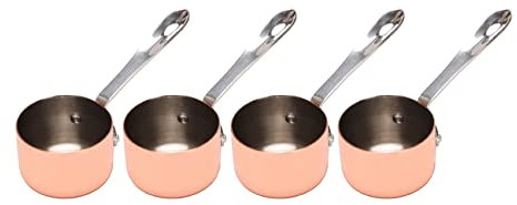 Goorvoucs 4X Soßen Boote Kupfer üBerzogener Saucen Becher Milch Becher Pommes Frites Soßen Becher Western Restaurant Spezieller Kupfer Topf 3,8 cm