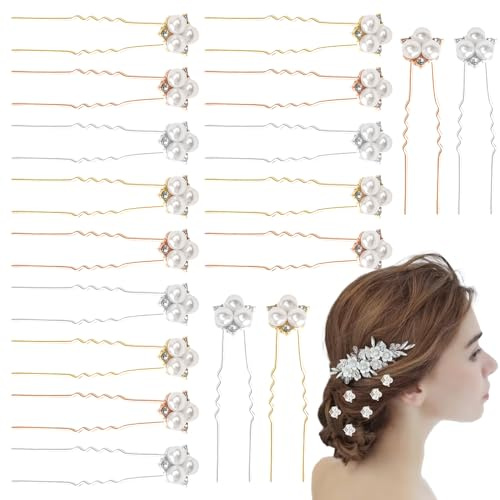 18 horquillas para el pelo con perlas, horquillas de perlas para boda para dama de honor, horquillas de pelo de novia con flores de perlas para boda, horquillas decorativas para niñas y mujeres