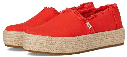 TOMS Valencia Slip-On Espadrille, flamma kanvas/fray, 8 UK, Flamma canvas fransning, 42 EU