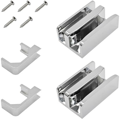 2 Pcs Silver Shower Glass Door Fitting Slide, Sliding Shower Door Bottom Rail with Fitting for 8 mm Thick Glass Door (Size: 60x38x23 mm)