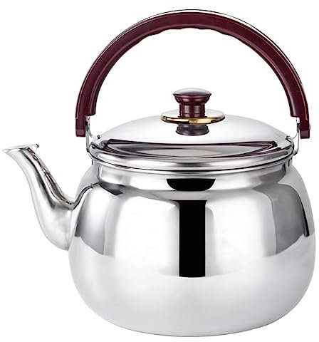 NESPIQ Wasserkessel Gasherd Teekessel 304 Edelstahl Teekessel Herd Teekanne Mit Deckel Pfeifkessel Schnelle Heizung Anti-Verbrühungsgriff Wasserkessel Induktion Wasserkessel(1.8L)