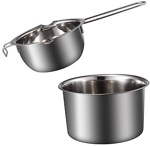 KICHOUSE Olla Doble Baño María Acero Inoxidable Fundir Chocolate Mantequilla Queso y Cera con Mango Ergonómico Antideslizante para Cocina y Repostería