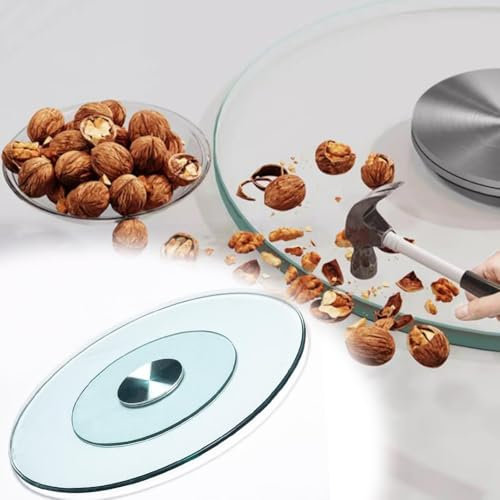 DAQXYH 80cm 100cm Grand Plateau De Service Rotatif De Table, Plateau Tournant Lazy Susan en Verre Trempé, Plateau Tournant De Table À Manger Ronde avec Roulements Silencieux(80cm/32inch)