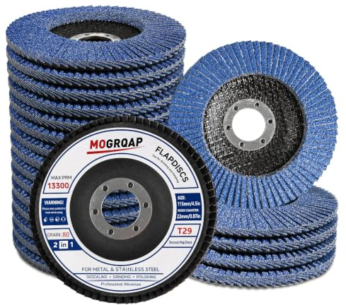 MOGRQAP 20 Stück 115mm Fächerscheiben, Feine Oberfläche Fächerschleifer 80 Korn Winkelschleifer Chleifmopteller Schleifscheiben Flap Disk für Metall Holz Stahl