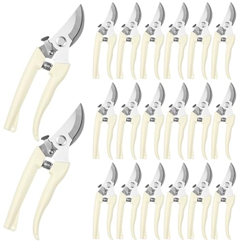 20 Garden Flower Shears Pruning Scissors Heavy Duty Plant Scissors Trimming Garden Clippers Hand Tree Pruner for Yard Gardening Plants Hedge Flower Tree Cutting Secateurs (Beige)