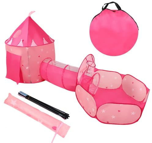 Benebomo Tienda campaña Infantil,Tunel de Juego Infantil,Carpa Princesa Rosa,casa de Juegos para niños Túnel de Bolas Interior/Exterior