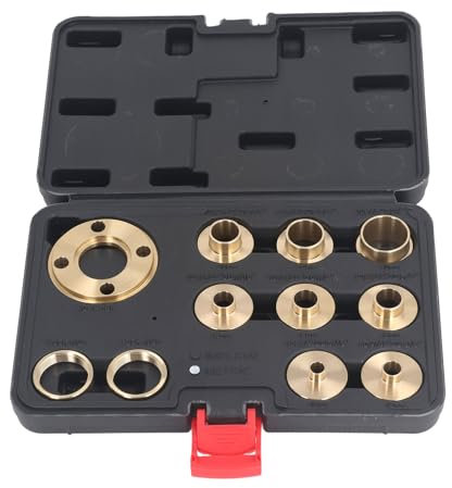 Brass Guides Bushing Set, Router Template Guides Bushing Kit with Locking Nut, Adapter, Storage Box, for Woodworking Trimming Machine Flip Plate