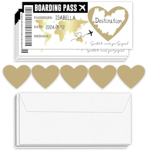5 Pezzi Biglietto Regalo Viaggio, Biglietto Viaggio Sorpresa da Grattare-idee regalo per chi ama viaggiare/biglietto regalo viaggio a sorpresa/regali per viaggiatori/biglietto auguri compleanno