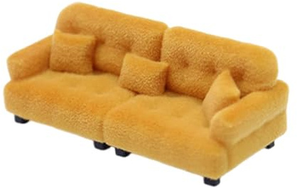 MagiDeal Miniatur-Puppenhaus-Sofa, Puppenhaus-Couch, Fotografie-Requisiten, Rollenspiel-Puppensofa, Wohnzimmer-Ornament, beflockte Möbel, 1 30 Braun