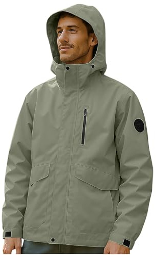 UHouse Veste Imperméable Homme Capuche Vêtements de Pluie Softshells Vtt Vetement D'hiver Coupe Vent Velo Manteau Randonnée Jacket Alpinisme Automne Hiver Vestes