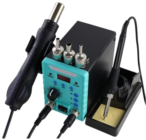 Estación De Soldadura SMD 2 En 1 Con Pantalla Digital De 60 W, Pistola De Aire Caliente, Soldador, Herramientas De Reparación For Desoldar Y Soldar. Eficaz Precisión(Light Green)