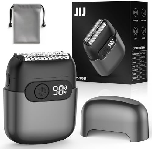 Foil Shavers for Men - Mini Electric Razor with 3 Floating Blades, Smart LED Display, Traver Lock, IPX7 Waterproof Wet/Dry Shaving for Face & Beard, USB-C Fast Chage for Travel Home, Gift for Men