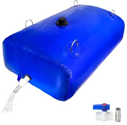 240L Collapsible Water Butt & Bladder,Garden Water Storage Tank with Valve | Large Portable Soft Water Bag for Rainwater Harvesting,Camping,RV,Emergency Drought Resistance,Fire Prevention,Blue